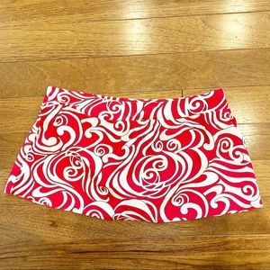 ATHLETA FUCHSIA RED SWIRL PRINT SWIM SKORT